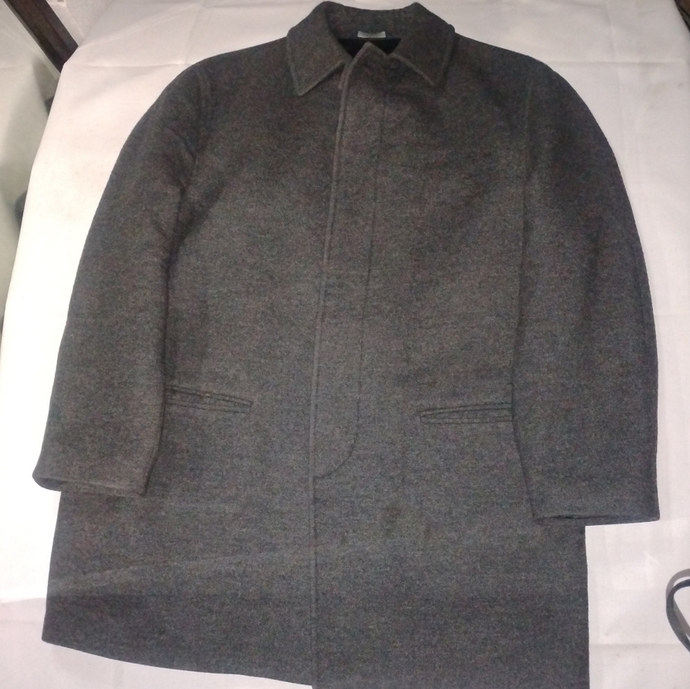 Brooks Brothers Vtg Wool Angora Topcoat 42R Charcoal Grey Overcoat Suit Jacket - Picture 6 of 16